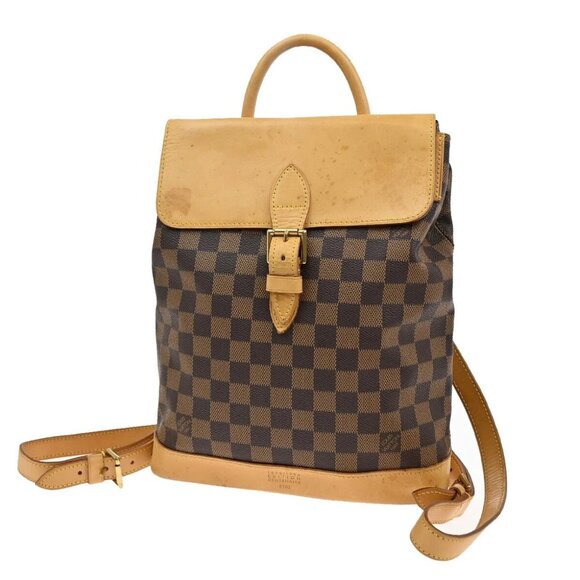 LOUIS VUITTON Logo Arlequin Backpack Bag Damier Ebene Brown N99038 23YH405 - Picture 1 of 15